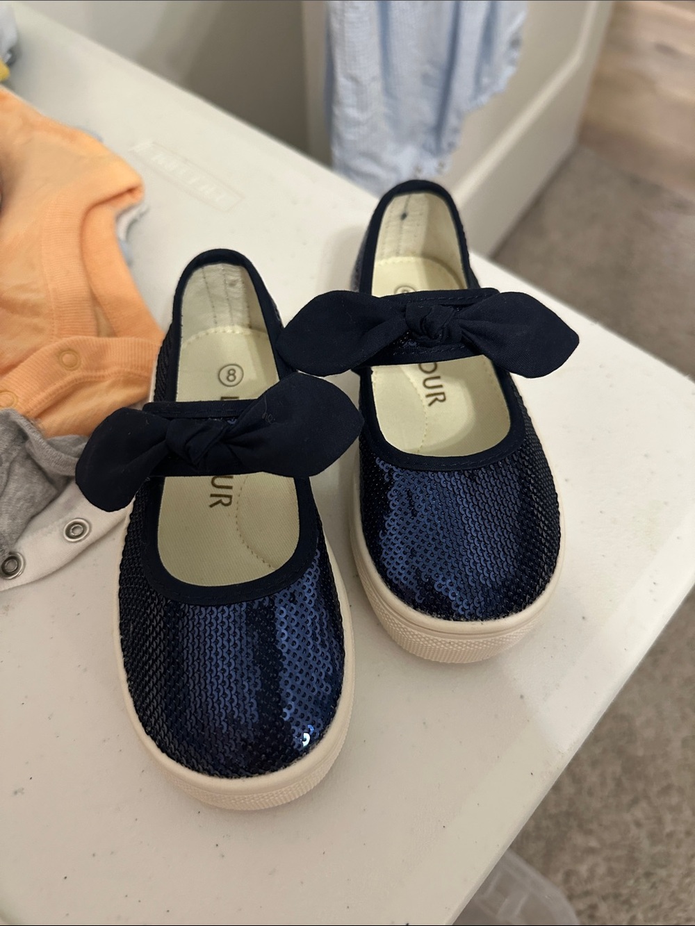 Mary Jane L’Amour sparkly navy blue bow shoes - NEW